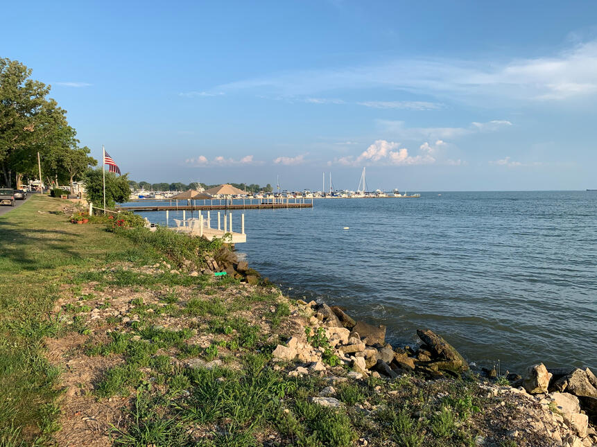 View from our lakeshore looking east towards town